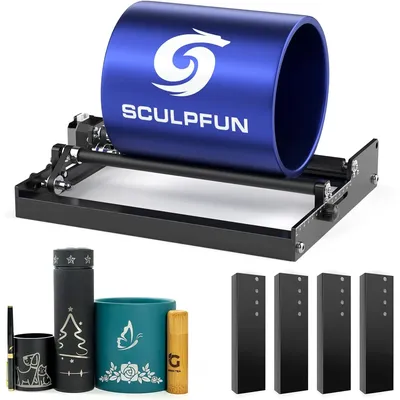 SCULPFUN S9/S10 Laser Rotary Roller Engraver Y-axis Rotary Roller for 6-150mm Engraving Cylindrical Objects 360° Rotating