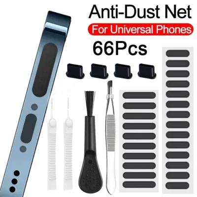 66pcs Handy Lautsprecher Ladeans chluss Reinigungs set Staubs topfen für iPhone 15 14 13 Samsung Xiaomi Kopfhörer Reiniger Kit Pinsel Image