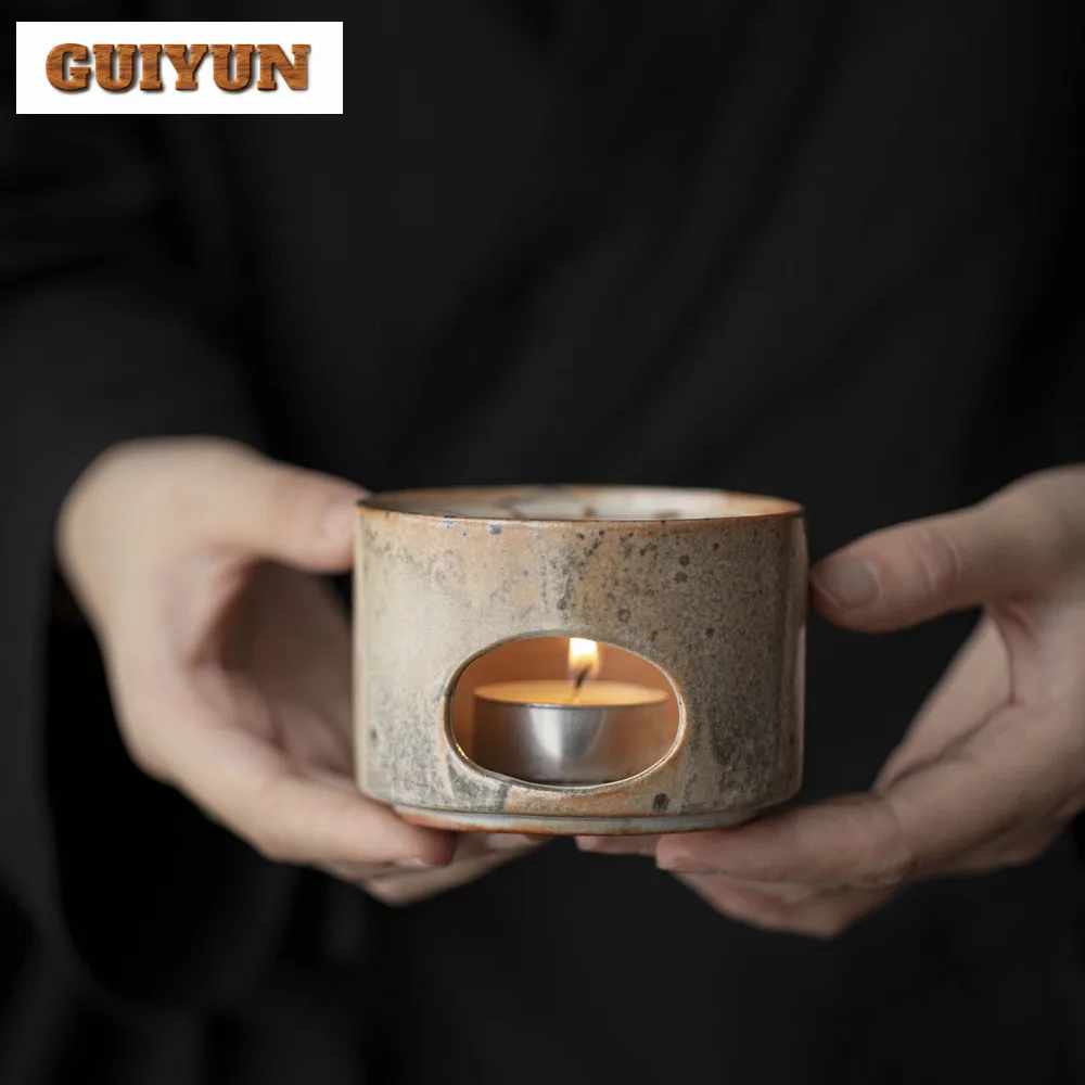 Japanese Ink Wood-fired Porcelain Teapot Warmer Handmade Candle Heater Tea Boiler Stove Household Kettle Stand for Tea Ornaments
