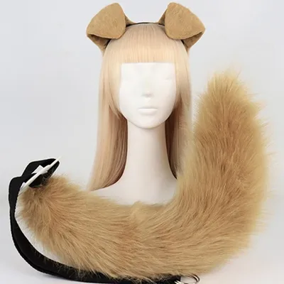 Hundeohren Schwanz Set Ohren Stirnband mit Schwanz Halloween Party Anime Cosplay Requisiten Image