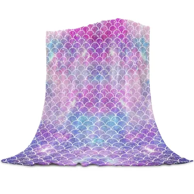 Fish Scale Throw Blanket,Beauty Mermaid Fish Scale Soft Flannel Bed Blacket for Couch Throw Blanket for Cover Birthday Gifts