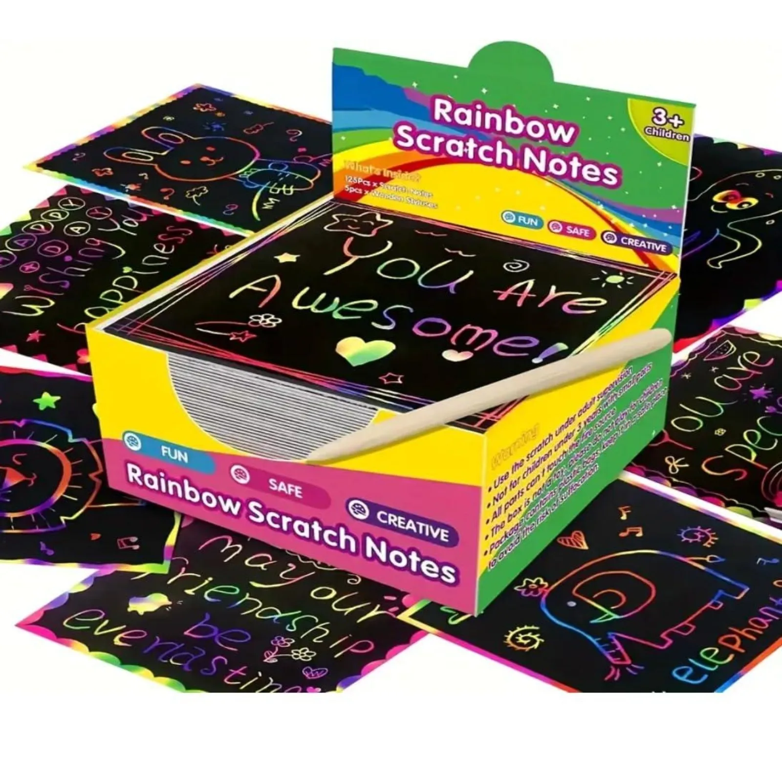 100 Stück holo graphische Regenbogen Kratz papier Kunst 3,3x3,3 Zoll DIY Mini Notizen Karten schwarz Rubbel notiz Papier Zeichen blöcke Image