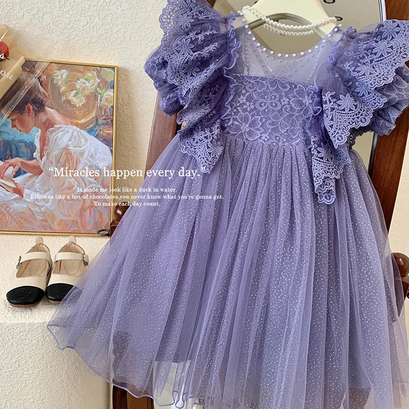 2024 Mädchen Sommerkleid Spitzen rock für Mädchen Baby Mode Spitze Prinzessin Kleid Kinder süße süße Kleidung Image