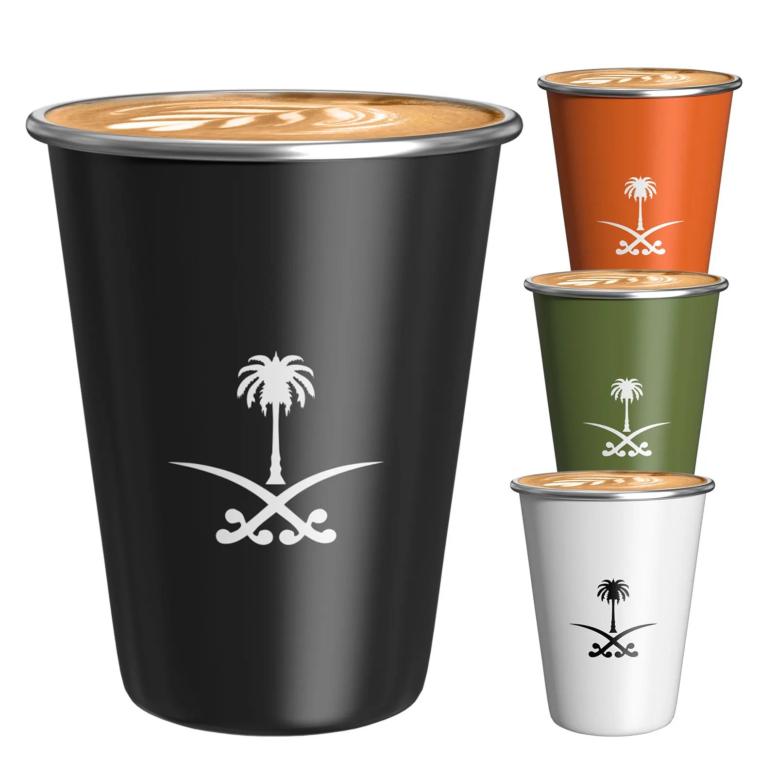 350ml Kaffeetasse nationales Emblem von Saudi-Arabien Logo Edelstahl Wasser Tasse Outdoor Camping Bierkrug für Party Geburtstags geschenk Image