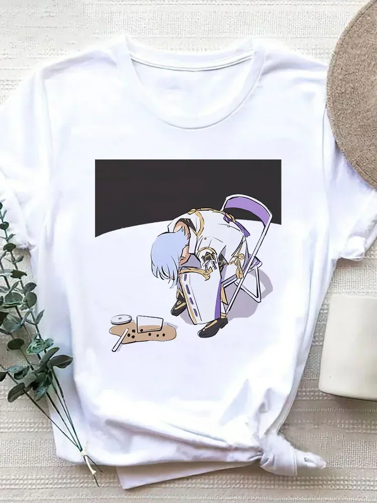 Cartoon Genshin Impact T-Shirt Frauen Kawaii Kamisato Ayato Grafik T-Shirts Genshin T-Shirt Unisex Hip Hop Tops Harajuku T-Shirt