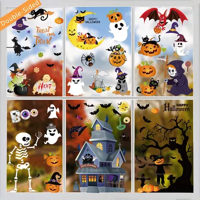 Halloween Kürbis Wanda uf kleber Glas Fenster aufkleber Hexe Kürbis Fenster aufkleber Halloween Image