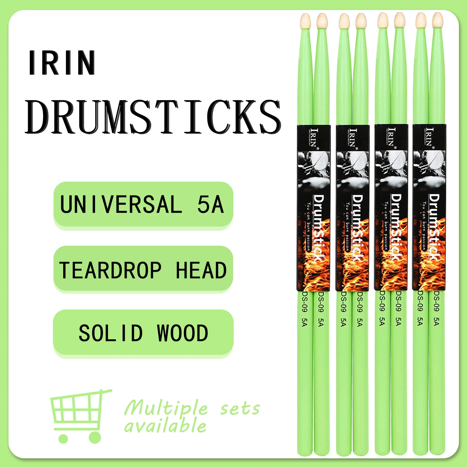IRIN Drumstick Jazz Drum 5A Massivholz Paar Drum Sticks Percussion Musikinstrument Robuste Ahorngrüne Trommel Universal Zubehör Image