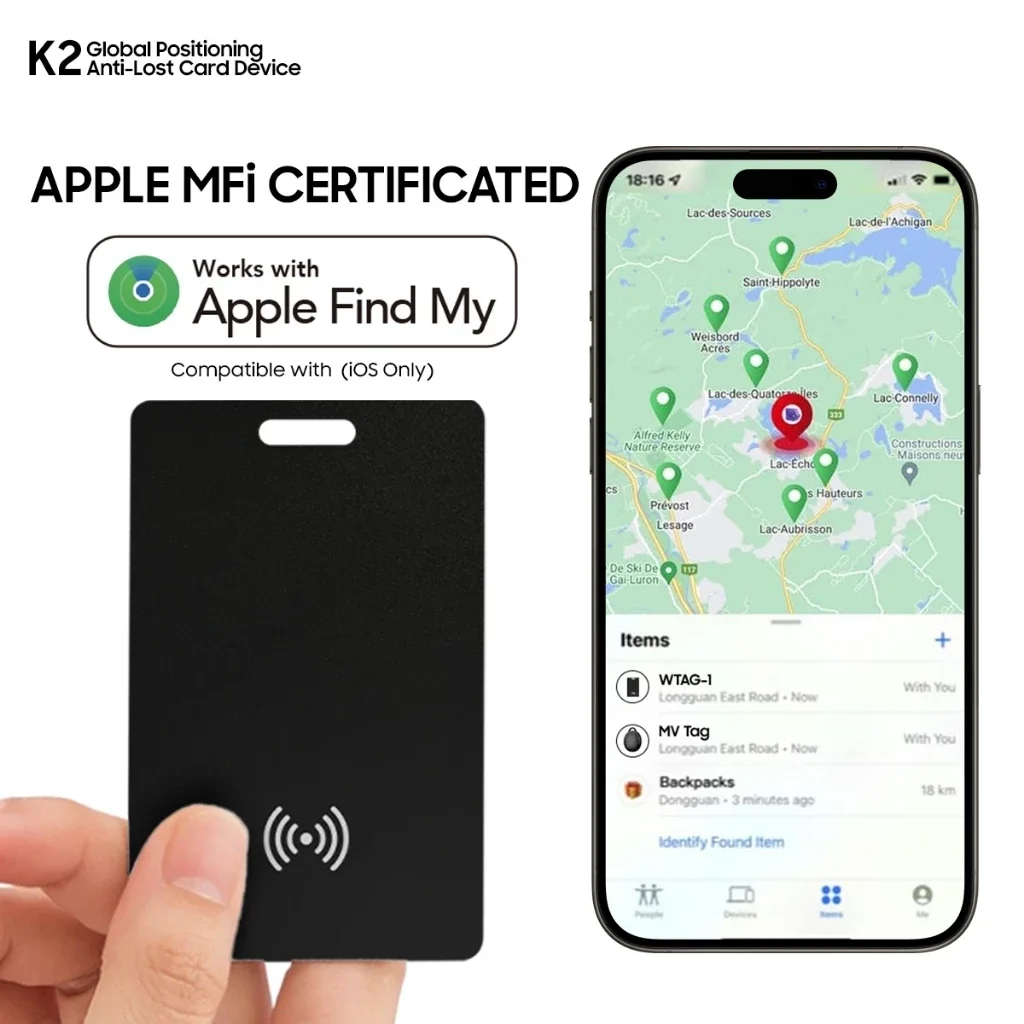 Brieftasche Anti-Verlust-Karte GPS-Tracking Smart Location Tag mit iPhone Find My Ultradünne Karte Bluetooth-Gerät Wireless Charge IP67 Image