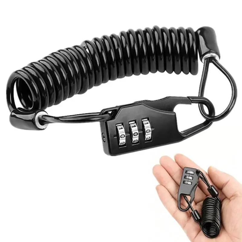 Multifunktionales Helmschloss Mountainbike Drahtschloss Sicherheitsschloss Fahrrad Motorrad Elektrofahrzeug Tragbares Passwort Kabelschloss Image