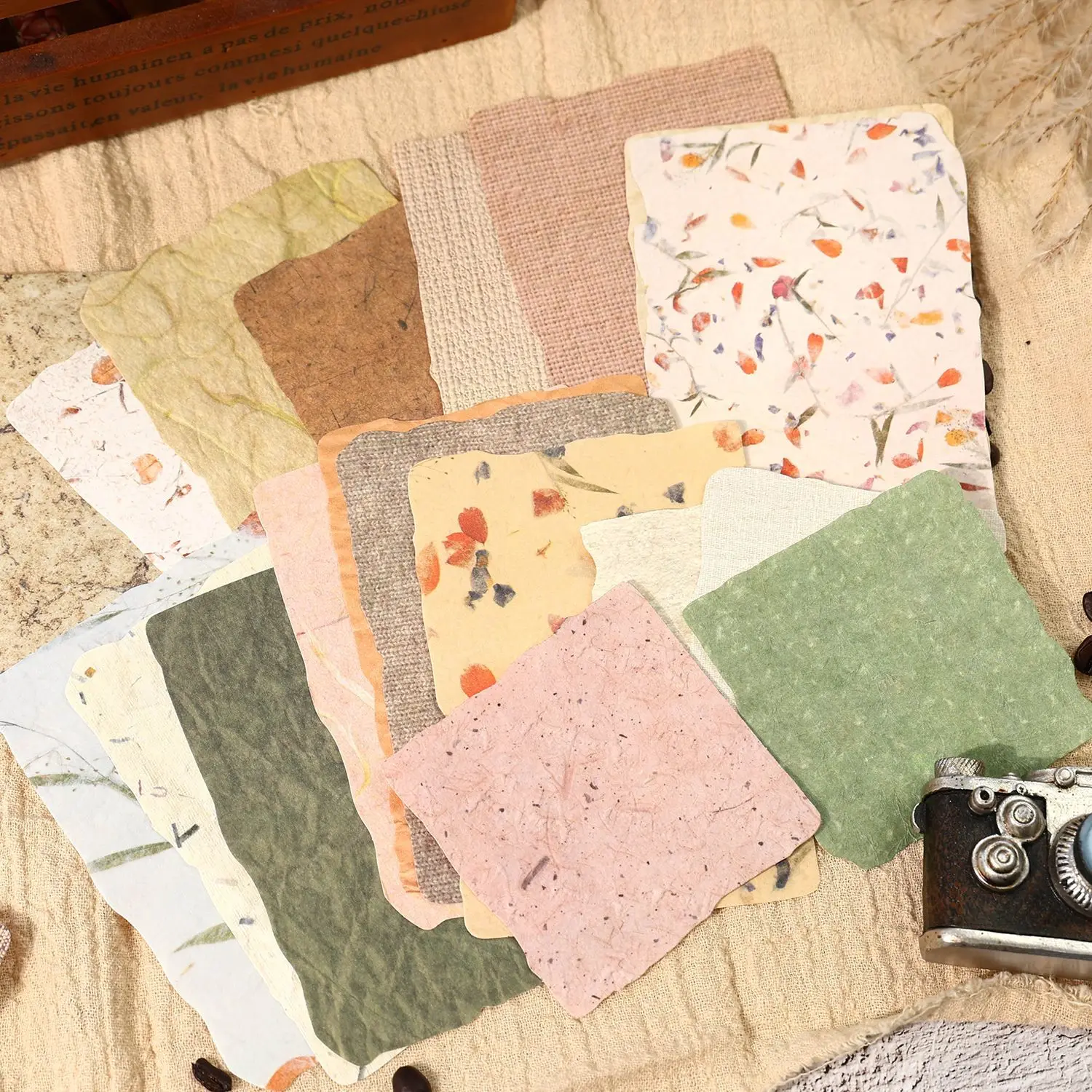 28 Stück Vintage 3D-Texturmaterial Papier für Planer, dekoratives Tagebuch, Scrapbooking, Hintergrundpapier, handgefertigtes Bastelzubehör Image
