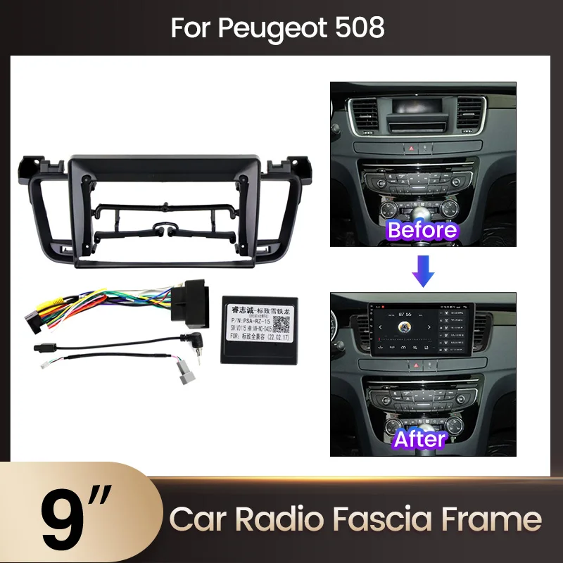 MEKEDE 9 ZOLL 2Din Android Auto Radio Rahmen Fascia Für Peugeot 508 2011-2018 Dash Kit DVD Head Unit Panel stereo Abdeckung GPS Adapter