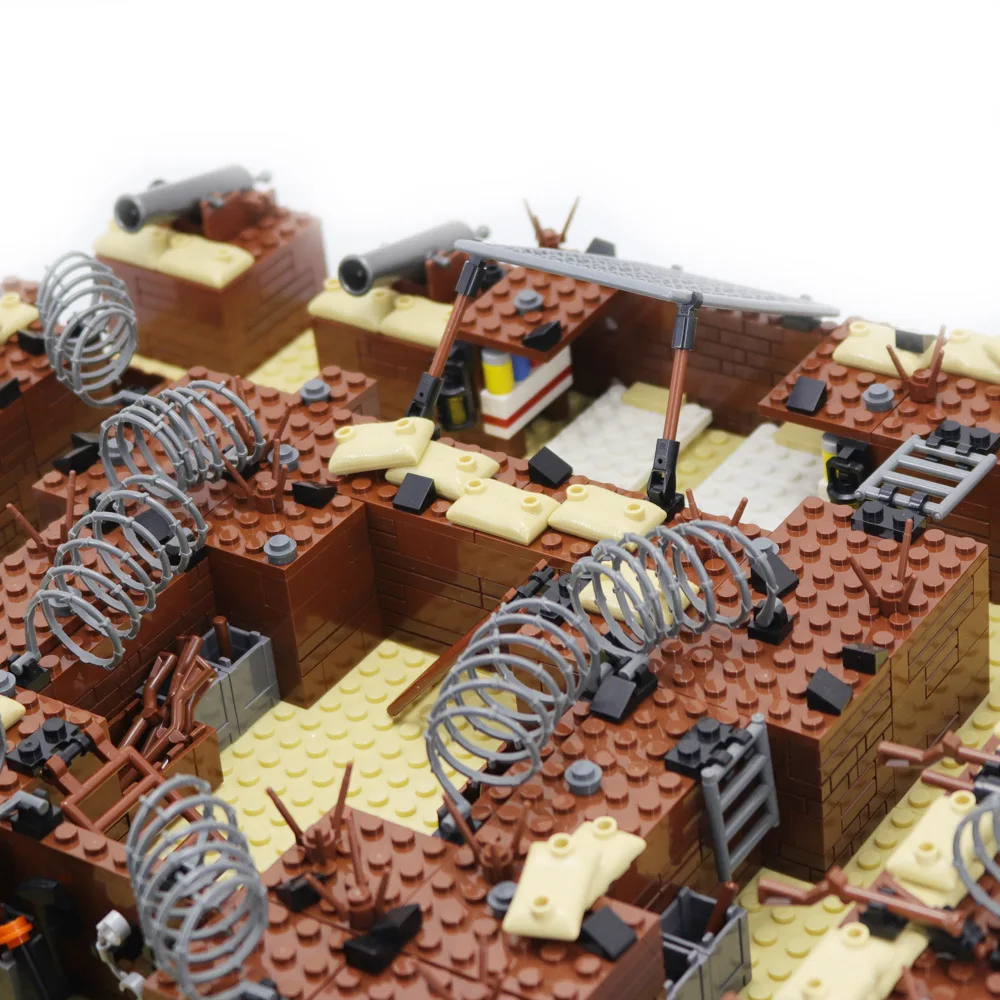 Gräben Festung Wachturm Militär Moc Bausteine kompatibel mit Lego Schlachtfeld Szene Tunnel Kriegs führung Ziegel Spielzeug Image