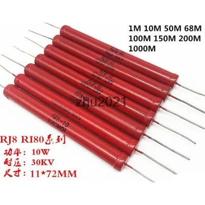 10W 1k 10k 150k 200k 500k 750k 2M 3M 400M 2G 11x72mm 30KV High Voltage Bar Glas Glasur Film Resistor Image
