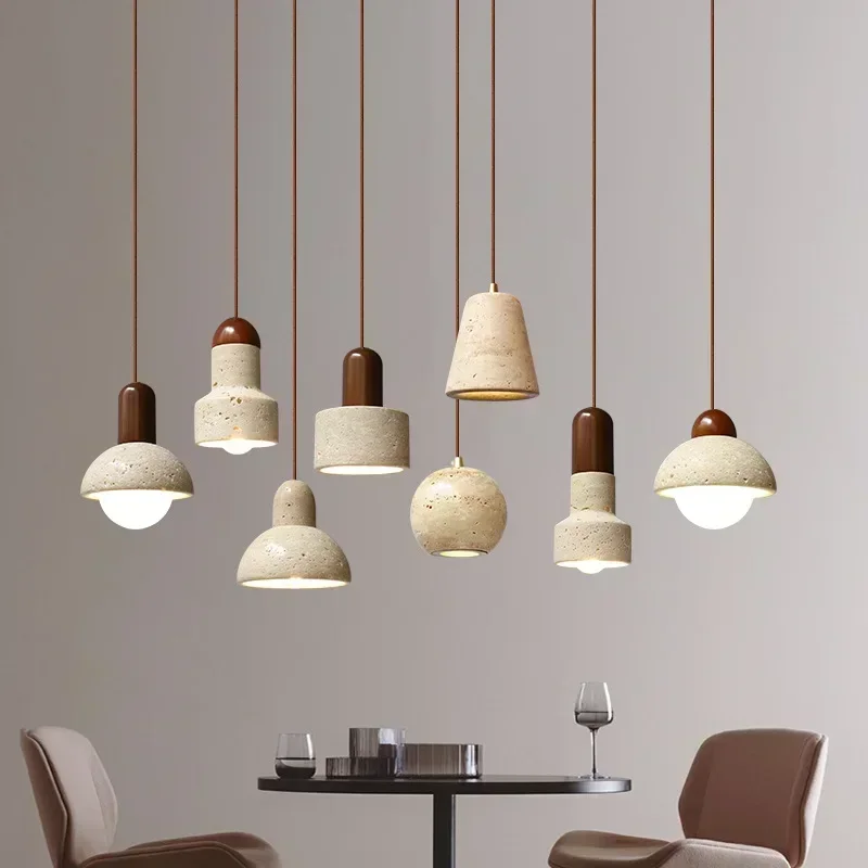 Beliebte Wabi Sabi Travertin Drop light über Esstisch Küchen insel gelb Marmor Restaurant Dekor Pendel leuchte Nachttisch