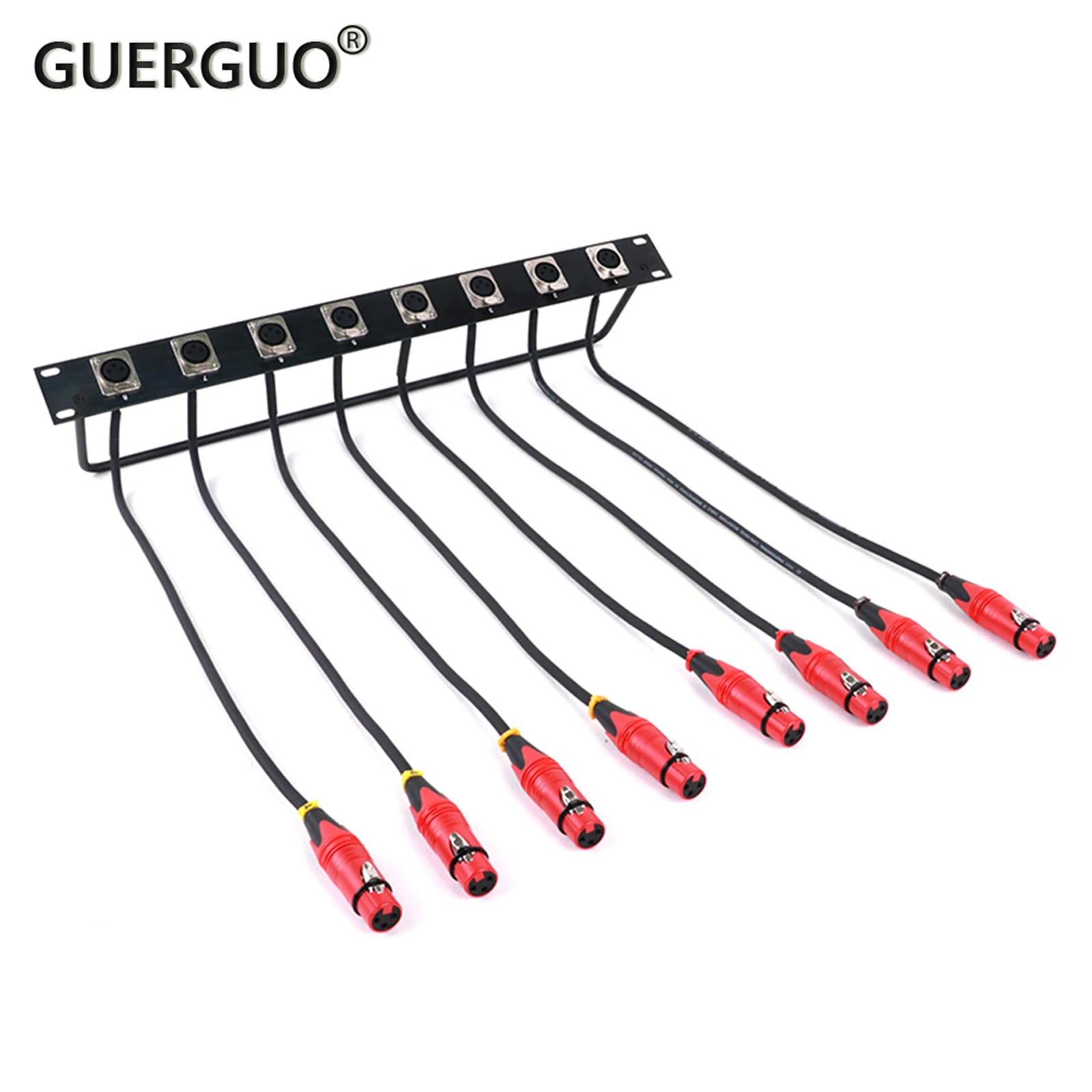 Guerguo 8 Port/Way/Hole Scharnier Patch Panel-1u 19 "Rack Mount D-Typ Stecker, 3-polige XLR Buchse zu XLR Buchse Stecker Image