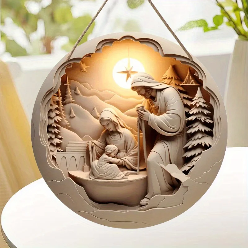 1pc 2D Flache Jesus Holz Hängen Zeichen Wand Kunst Dekoration Christian Decor Garten Hof Party Decor Bauernhaus Veranda decor