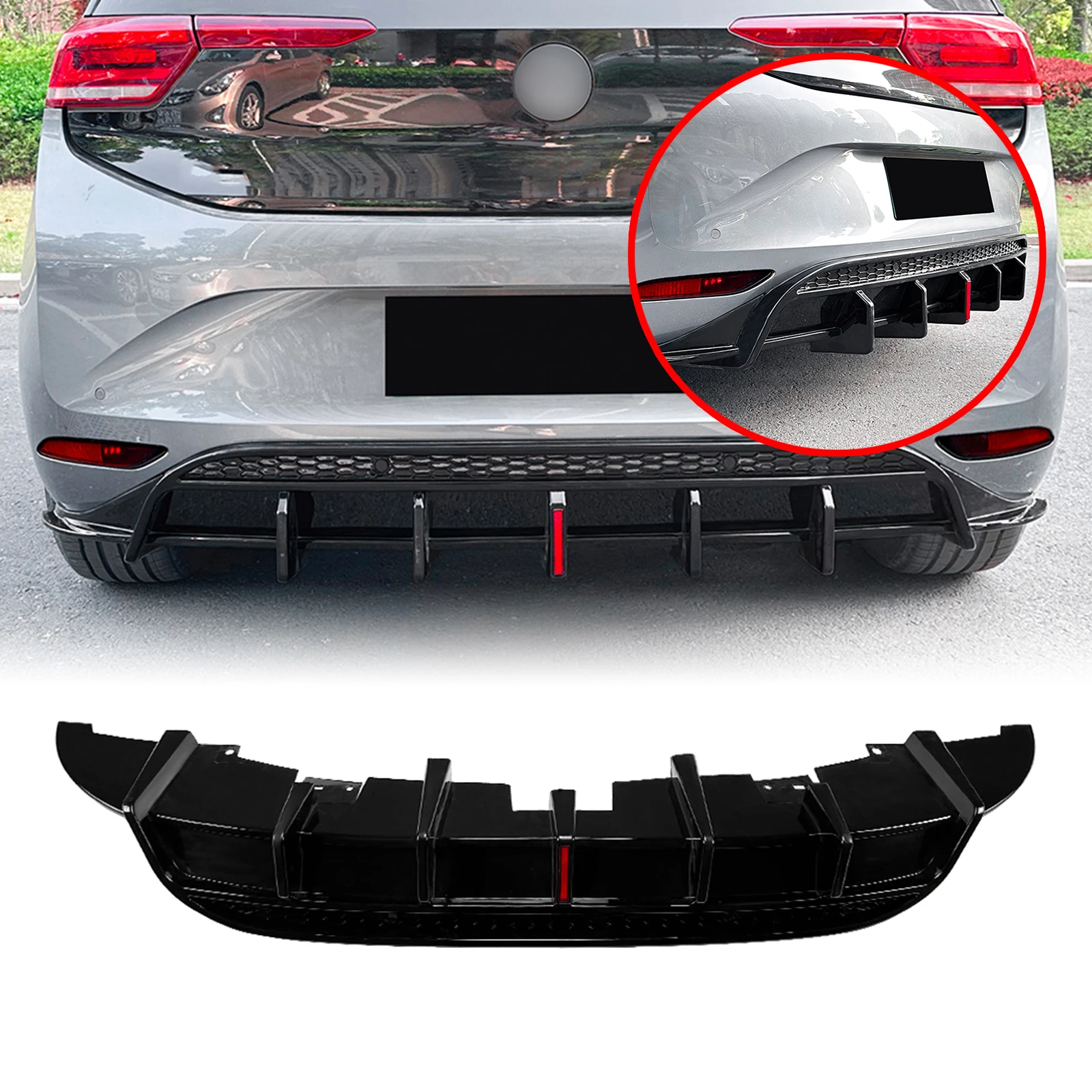 Für Volkswagen VW ID.3 2019-2022 Heckstoßstange Diffusor Lippe Carbon Look/Glanz Schwarz Boot Schwanz Untere Spoiler Platte Splitter Image