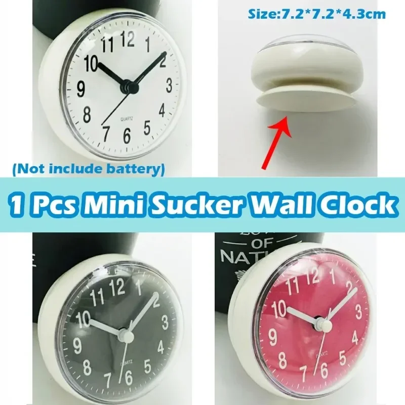 Mini Saugnapf Wanduhr, Bad Anti-Fog und wasserdichte Uhr, Küche und Bad Uhr, kleine Quarzuhr, Schreibtisch uhr