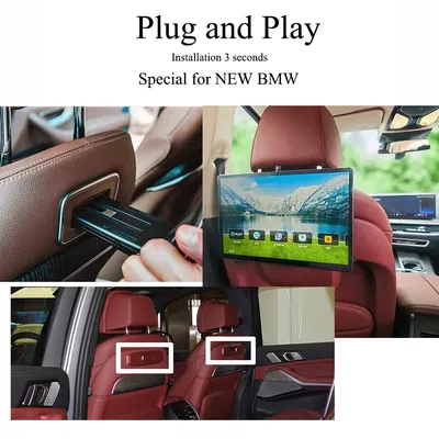 2025 neuesten ui style tv rücksitz bildschirm für bmw x5 g05 wifi auto kopfstütze monitor android hdmi bluetooth spiegel link drahtlos