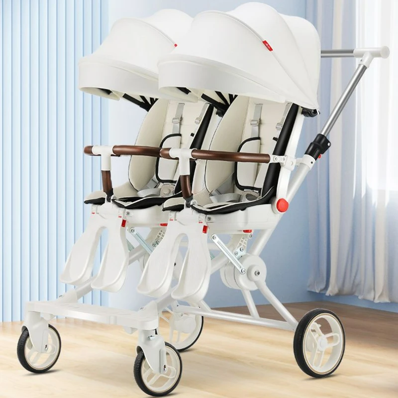 Doppelter tragbarer Kinderwagen Zwillinge Kinderwagen Kinderwagen faltbarer Kinderwagen für das zweite Kind vierrädriger Kinderwagen
