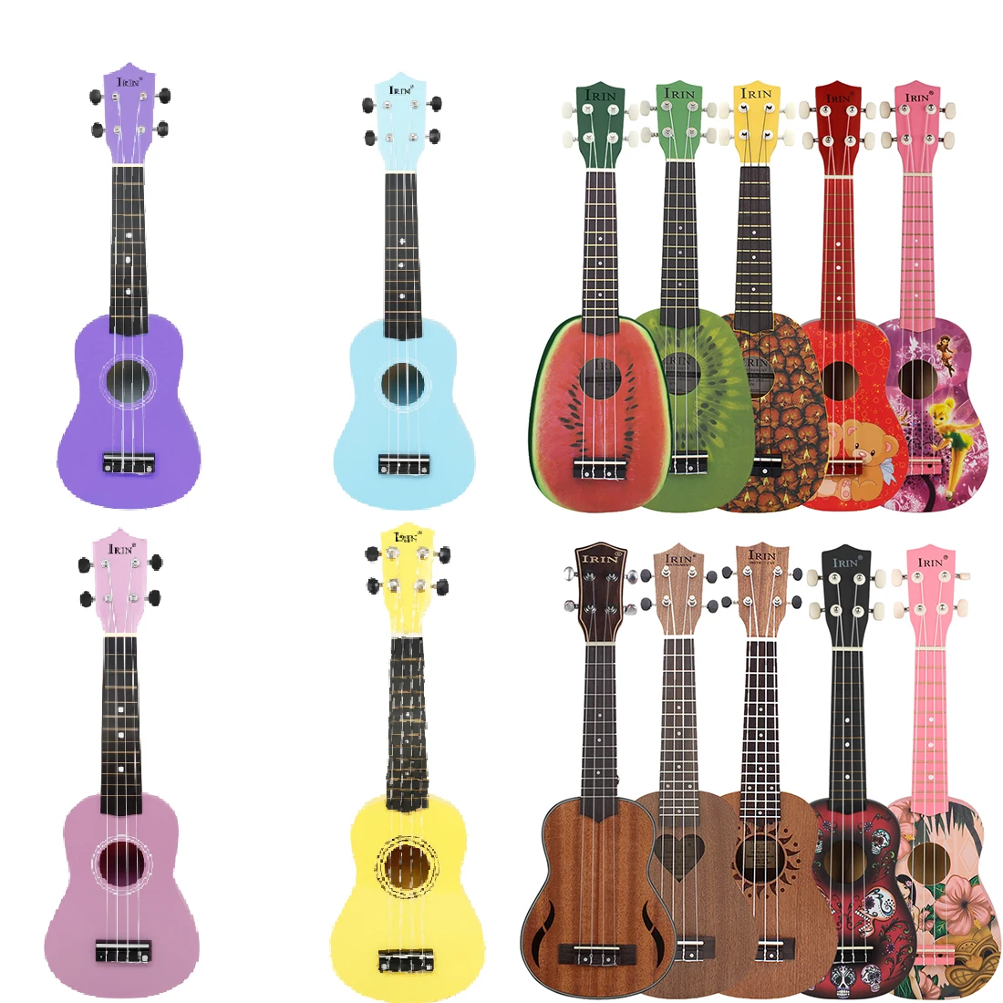 Irin 21 inch Ukulele Hawaii Gitarre Sopran Anfänger Ukulele 4 Saiten Gitarre Musik geschenke Anfänger Saiten instrument Image