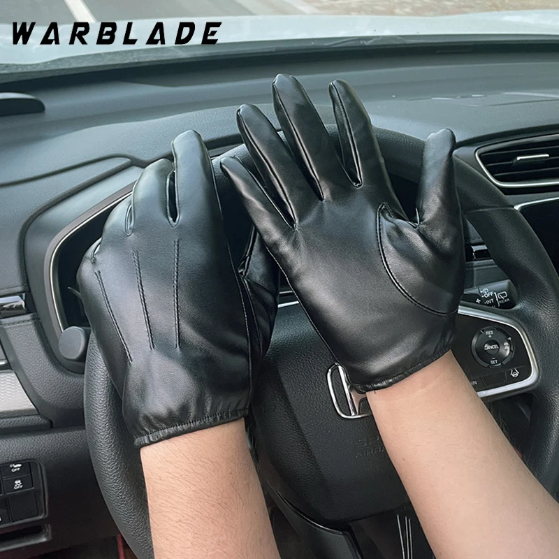 Mode Männer Frauen Winter PU Leder Handschuhe Luxuriöse Kaschmir Warme Fahren Handschuhe Schwarz Touchscreen Wasserdichte Handschuhe Fäustlinge