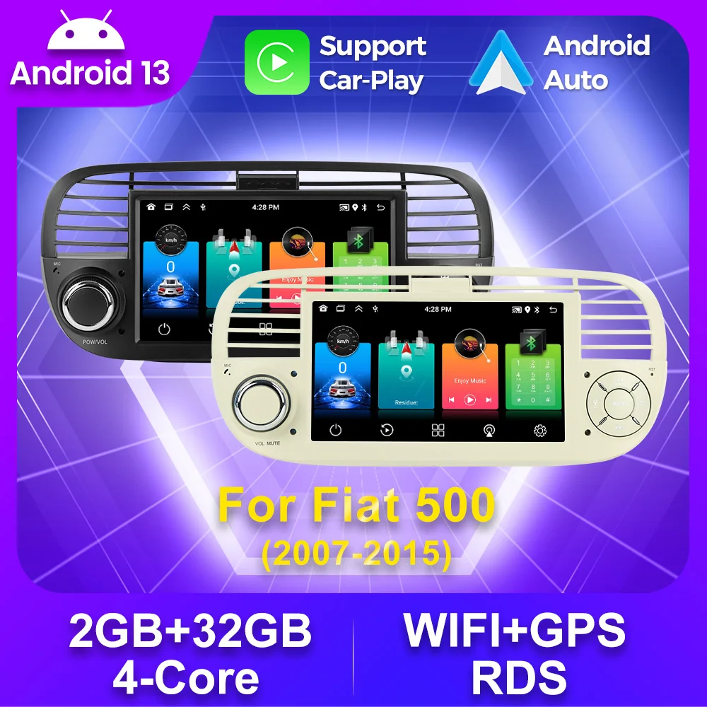 Navifly 7inch Wireless Carplay Android Auto Radio Audio Video Player Für FIAT 500 Abarth 2007-2015 Stereo Head Unit GPS RDS Image