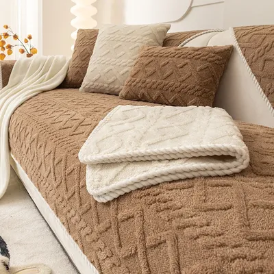 Sofa Sitz Slip covers einfarbig Plüsch Jacquard Housse Canape baumeln Sofa Protector Wohnkultur Fleece Sofa Abdeckung für den Winter warm