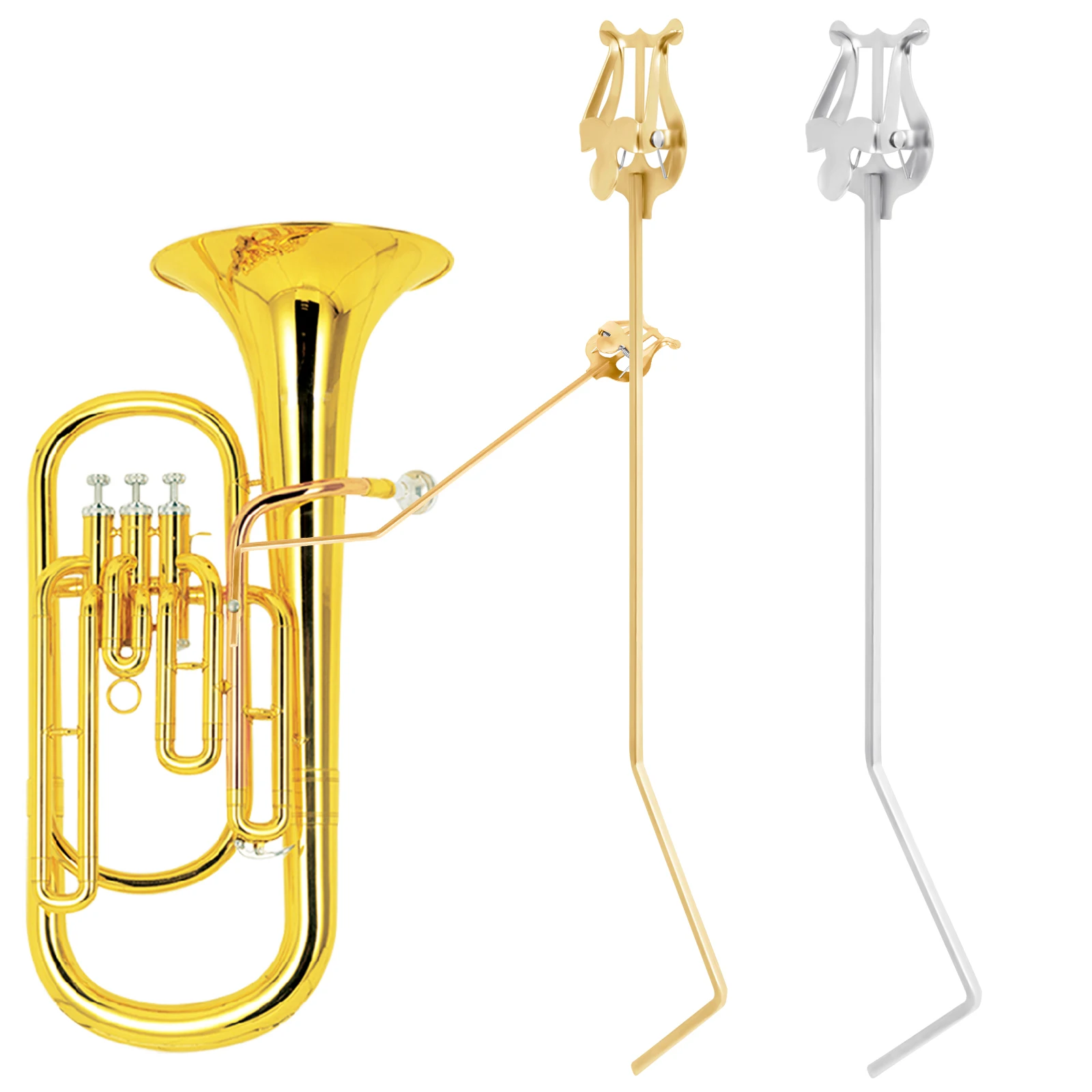 Tenor Horn Notenständer Stehender Schlüssel Tuba Tragbarer Notenständer aus Metall Euphonium Notenhalter Blechinstrumentenzubehör Image