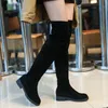 Winter frauen neue kniehohe stiefel Runde kappe elastische anti slip schuh Wildleder Sexy Lace Up Mode Boot Warme damen Schuhe Botas mujer