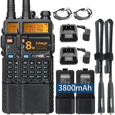 Baofeng UV-5R 8W Walkie Talkie High Power Long Range Two Way Radio Tragbare Kommunikation Amateurfunk für Camping