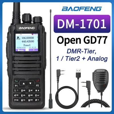 DMR Baofeng Dual Mode Analog & Digital Walkie Talkie DM 1701 Tier 1+2 Dual Time Slot Ham Dual Band Baofeng Radio DM-1701