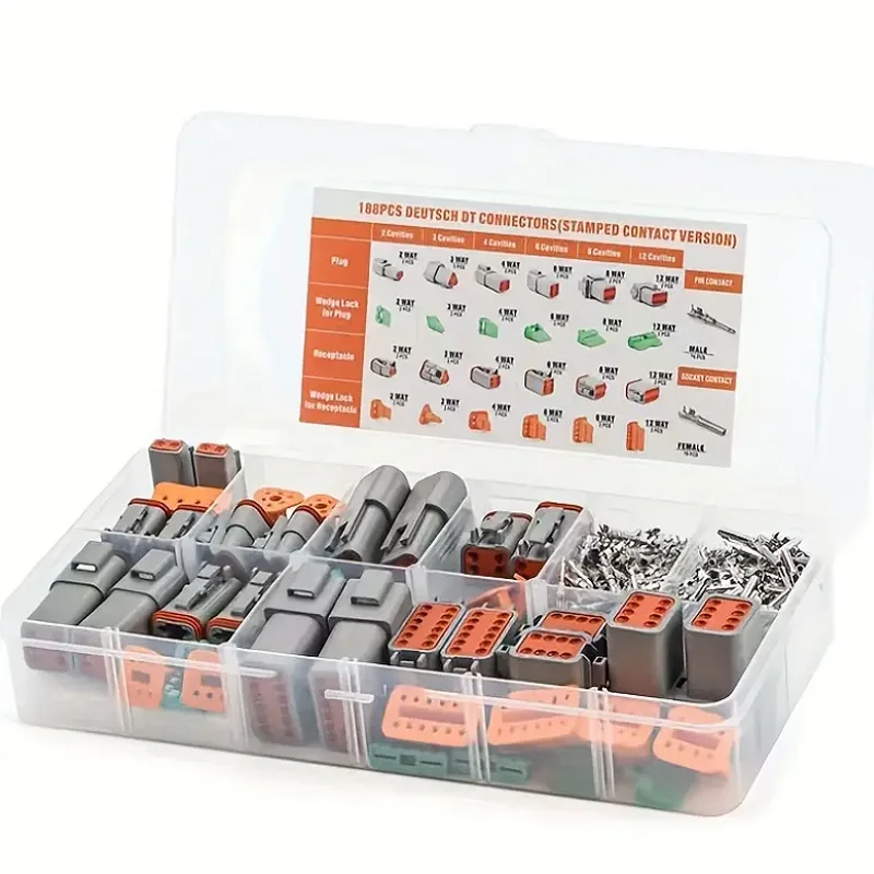 188/250 stücke deutsch dt series Steck verbinders ortiment, Größe 16 gestempelte Kontakte, wasserdichte elektrische Steck verbinder für Kraftfahrzeuge Image