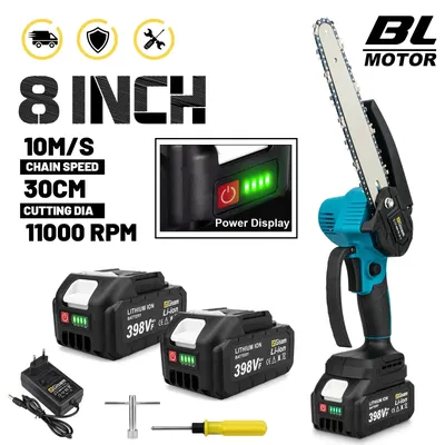 8 Inch Brushless Electric Saw Handheld Portable Wood Logging Chainsaw Garden Pruning Wood Power Tool for Makita 18V Battery Pin