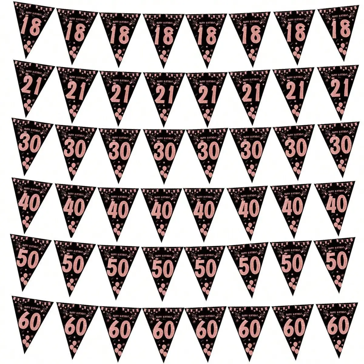 1 STÜCK 18 30 40 50 60 Jahre Alles Gute zum Geburtstag Roségold Banner Streamer Party Kulissen Dekoration Erwachsene Geburtstag Anniversaire Image