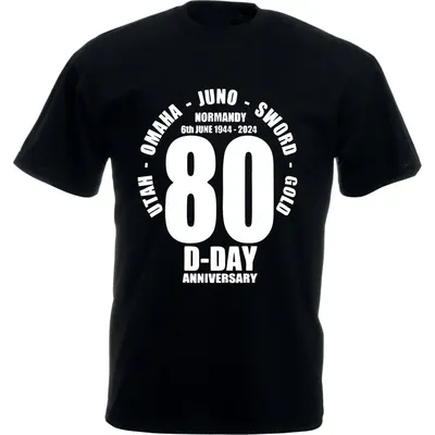 D-Day Normandy Landings 80th Anniversary T-Shirt 1944-2024 UK Remembrance Military WW2 Churchill Day