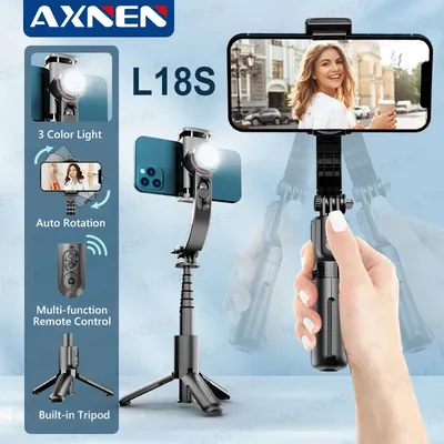 L18S Handheld Gimbal Stabilizer für Android iPhone Smartphone, 360 Rotate Shot Selfie Stick Einbeinstativ Stativ mit 3-Farben-Licht