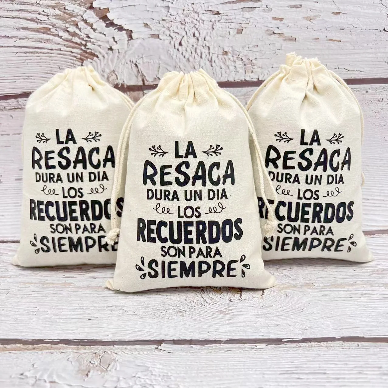 10 Stück Weihnachtsfeier Wake Up Bags Party Geschenktüten Hochzeit Kater Tasche Aufbewahrung Baumwolltaschen für Hochzeitsgäste Erholungsset Image