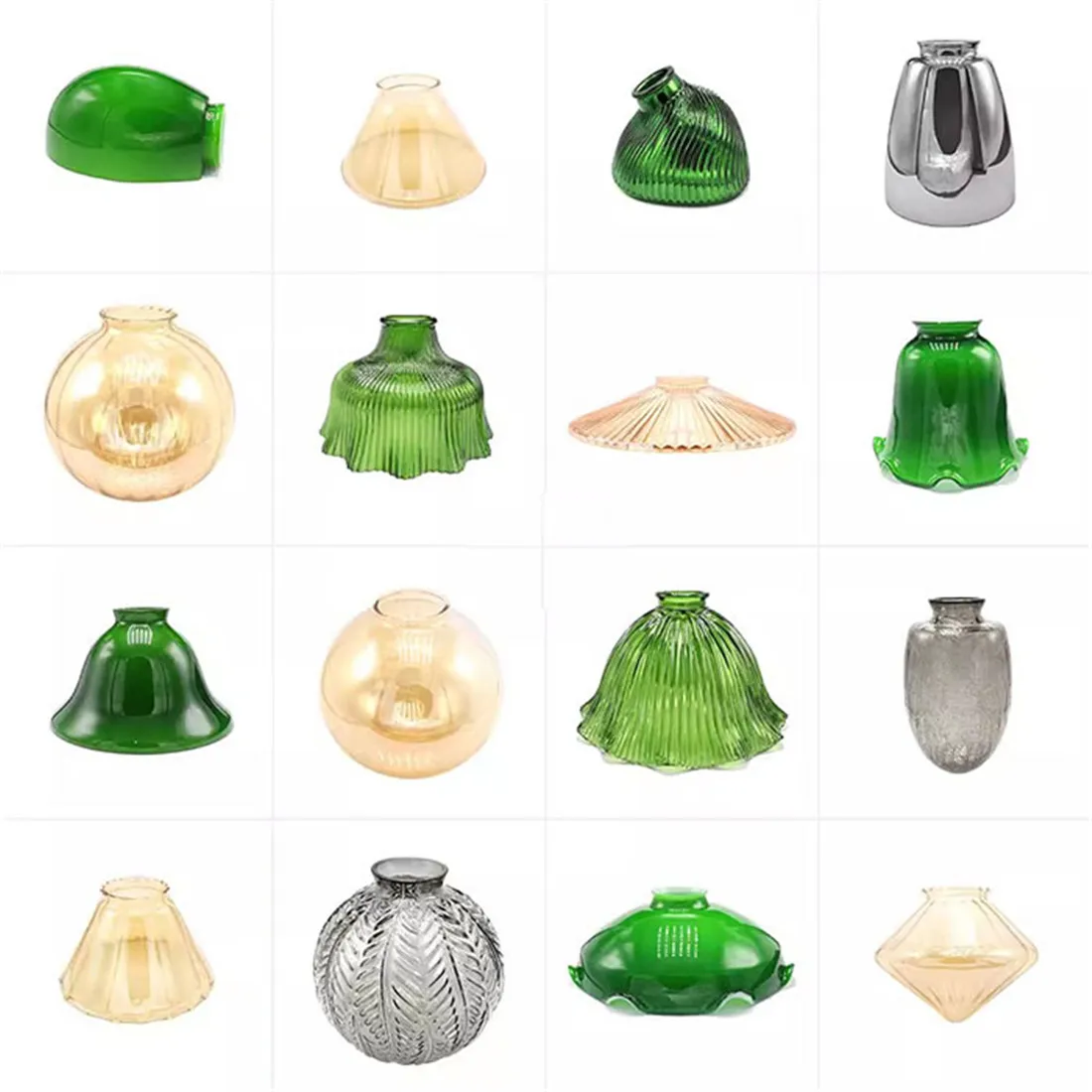 Grauer 48 mm 52 mm 53 mm Öffnungs-Kaminglas-Lampenschirm, graugrüne Abdeckung mit 55 mm 56 mm 59 mm 60 mm umgekehrtem Loch für DIY-Lampenschirm