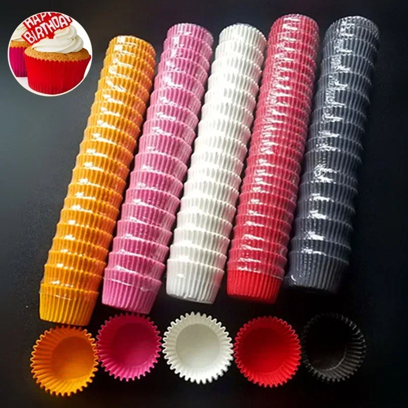 1000 Stücke Mini Größe Schokolade Papier Liner Backen Muffin Kuchen Tassen Formen Cupcake Fällen Einfarbig Party Tablett Form Image