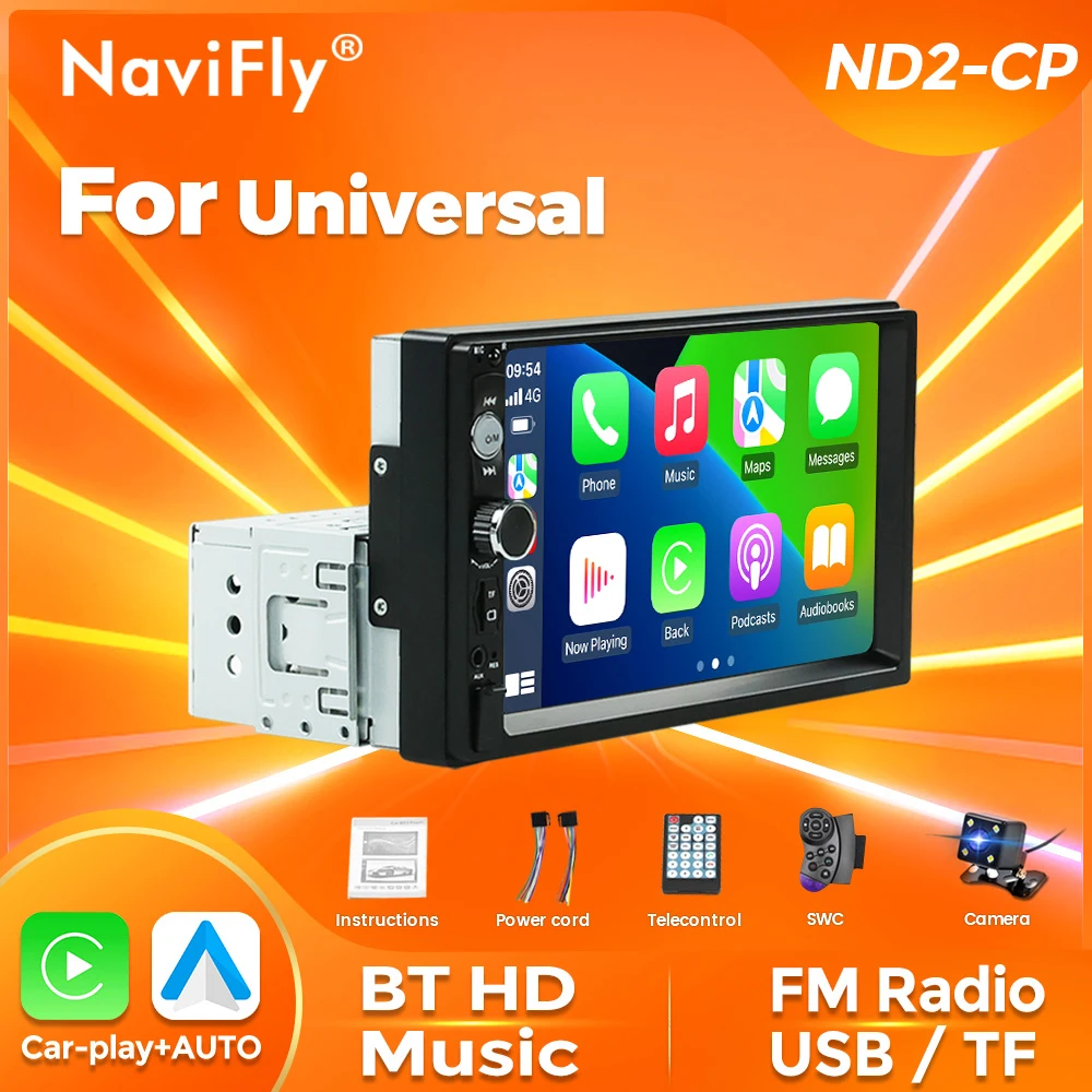 NaviFly ND2 7 Zoll HD Touchscreen Universal Autoradio 1Din MP5-Player CarPlay Android Auto Intelligente Systeme Multimedia Stereo Image