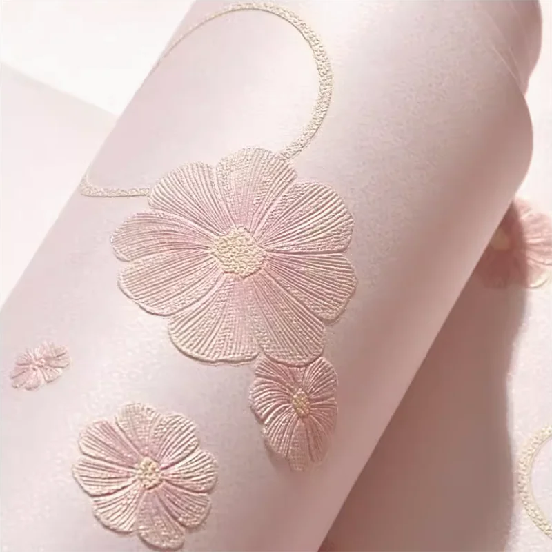Pastorale Art kleine florale selbst klebende Tapete für den Heimgebrauch Wohnzimmer Schlafzimmer rosa Tapete Kinderzimmer dekorativ