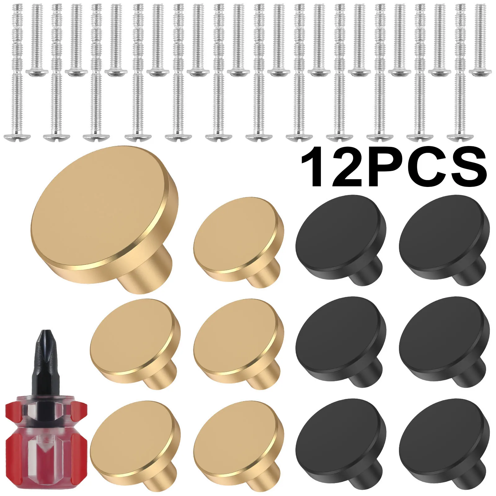 12-teiliges Schubladenknopf-Set, goldene Schrankknöpfe, Möbelknopf aus Aluminiumlegierung, Griff für Schränke, Schubladen, Kommoden, Türen, 25 x 20 x 10 mm Image