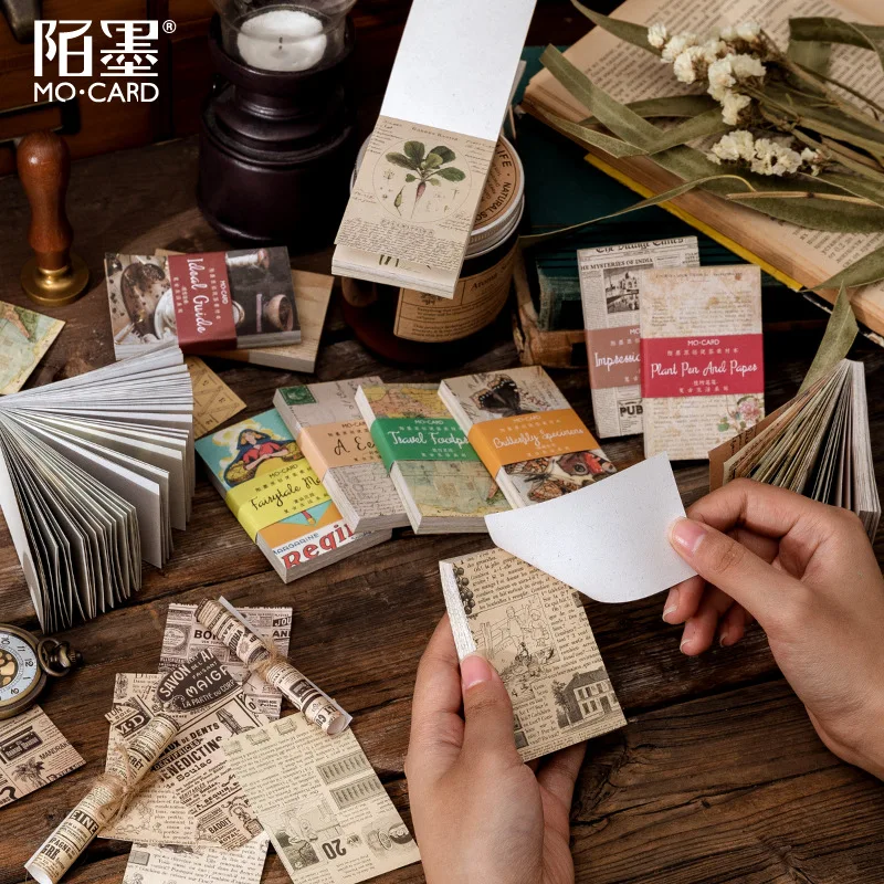 8 Stile 60 stücke Retro Life Series Mini-Notizblock DIY dekoratives Material Papier Scrap booking Material Junk Journal liefert Image