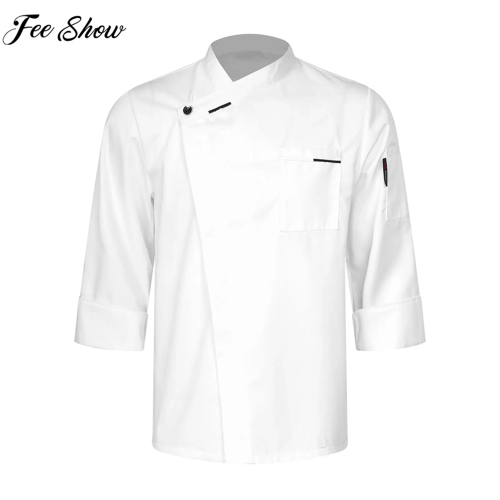 Kochjacke für Männer und Frauen mit Überkreuz-Kragen, Uniform für Gastronomie, Küche, Restaurant, Hotel, Kantine, Café, Bäckerei Image
