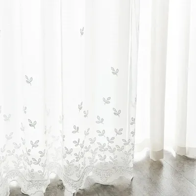 French Pastoral Flower Mesh Lace Embroidery Sheer Tulle Bedroom Curtains For Living Room Balcony Bay Window Volile Fabric Drapes
