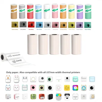 Thermal Adhesive Photo Paper 57mm，Label Sticker Color Photo White Paper For Mini Portable Pocket Mobile Printer