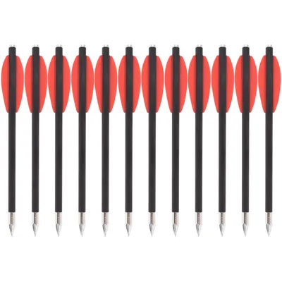 12pcs 6.3" Pure Carbon Crossbow Bolts Arrows O.D.6.2mm Suitable for 50-80LBS Pistol Crossbow Archery