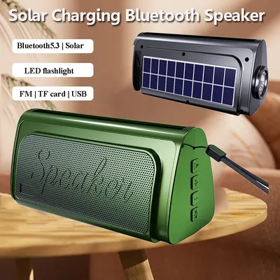Portable Bluetooth Speaker Solar Power Outdoor Audio System Wireless MP3 Music Player with LED