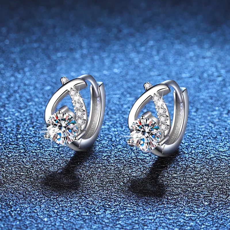 18K Platinum Diamond Moissanite Earrings Cross Drop PT950 Platinum Earrings Light Luxury Korean Style One Carat